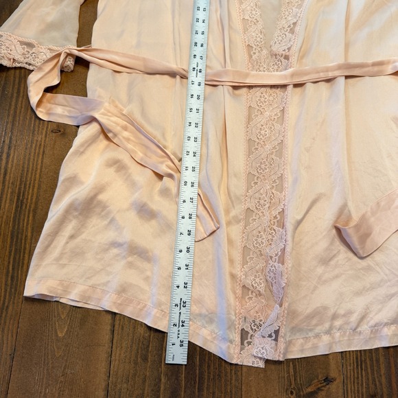 Marilyn Monroe by Warners Pink Silk Robe Women Size M/L Satin Lace - Picture 2 of 8